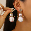 Women's Electroplated Alloy Beaded Bow Earrings With Santa Claus Pendants Colorful Christmas Festival Jewelry