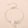 Women's Electroplated Alloy Bracelet With Imitation Pearl And Leaf Chain Geometric Floral Light Luxury Style