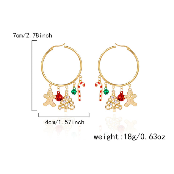 Women's Electroplated Alloy Christmas Tree Bell Drop Earrings Festive Holiday Jewelry