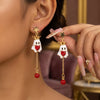 Women’s Electroplated Alloy Christmas Tree Drop Earrings With Cute Ghost And Crown Design And Stainless Steel Posts