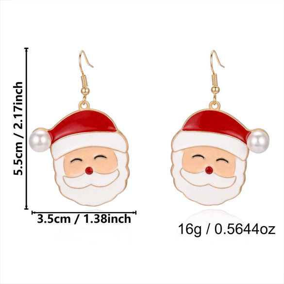 Women’s Electroplated Alloy Christmas Tree Drop Earrings With Cute Ghost And Crown Design And Stainless Steel Posts