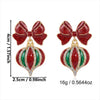 Women's Electroplated Alloy Christmas Tree Drop Earrings With Red Bow And Rhinestone Light Bulb Design Vintage Elegant Statement Jewelry