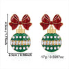 Women's Electroplated Alloy Christmas Tree Drop Earrings With Red Bow And Rhinestone Light Bulb Design Vintage Elegant Statement Jewelry