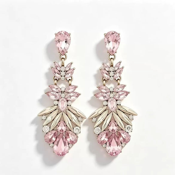 Women's Electroplated Alloy Drop Earrings With Flower Design Light Luxury Evening Dress Accessories