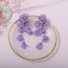 Women's Electroplated Alloy Flower And Leaf Tassel Earrings With Stainless Steel Ear Needles Retro Exaggerated Fashion Jewelry