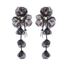 Women's Electroplated Alloy Flower And Leaf Tassel Earrings With Stainless Steel Ear Needles Retro Exaggerated Fashion Jewelry