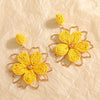Women's Electroplated Alloy Flower Stud Earrings With Hollow Doublelayer Petal Design And Stainless Steel Posts