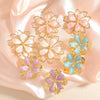 Women's Electroplated Alloy Flower Stud Earrings With Hollow Doublelayer Petal Design And Stainless Steel Posts