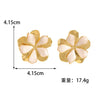 Women's Electroplated Alloy Flower Stud Earrings With Hollow Doublelayer Petal Design And Stainless Steel Posts