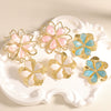 Women's Electroplated Alloy Flower Stud Earrings With Hollow Doublelayer Petal Design And Stainless Steel Posts
