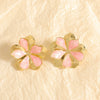Women's Electroplated Alloy Flower Stud Earrings With Hollow Doublelayer Petal Design And Stainless Steel Posts