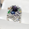 Women's Electroplated Alloy Geometric Purple Rhinestone Flower Ring Sweet Cool Style Fashion Jewelry