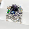 Women's Electroplated Alloy Geometric Purple Rhinestone Flower Ring Sweet Cool Style Fashion Jewelry