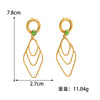 Women's Electroplated Alloy Geometric Rhombus Layered Tassel Earrings With Stainless Steel Posts Long Fashion Statement Ear Accessories