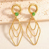 Women's Electroplated Alloy Geometric Rhombus Layered Tassel Earrings With Stainless Steel Posts Long Fashion Statement Ear Accessories