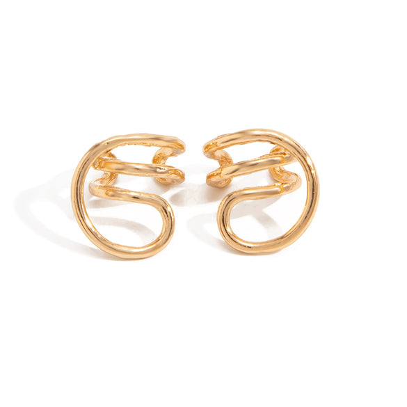 Women's Electroplated Alloy Geometric Wrap Ear Clips With Hollowedout Design For Nonpierced Ears