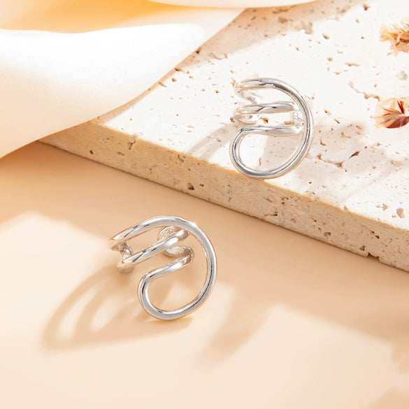 Women's Electroplated Alloy Geometric Wrap Ear Clips With Hollowedout Design For Nonpierced Ears