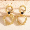 Women's Electroplated Alloy Heart Earrings With Zircon Accents Geometric Fashion Ear Jewelry And Stainless Steel Posts