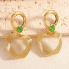 Women's Electroplated Alloy Heart Earrings With Zircon Accents Geometric Fashion Ear Jewelry And Stainless Steel Posts
