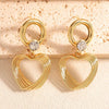 Women's Electroplated Alloy Heart Earrings With Zircon Accents Geometric Fashion Ear Jewelry And Stainless Steel Posts