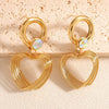 Women's Electroplated Alloy Heart Earrings With Zircon Accents Geometric Fashion Ear Jewelry And Stainless Steel Posts