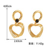Women's Electroplated Alloy Heart Earrings With Zircon Accents Geometric Fashion Ear Jewelry And Stainless Steel Posts