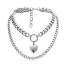 Women's Electroplated Alloy Layered Pendant Necklace With Openable Heart Geometric Ring And Letter Details