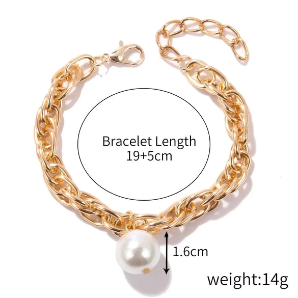 Women's Electroplated Alloy Multilayer Pearl Irregular Geometry Bracelet