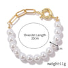 Women's Electroplated Alloy Multilayer Pearl Irregular Geometry Bracelet