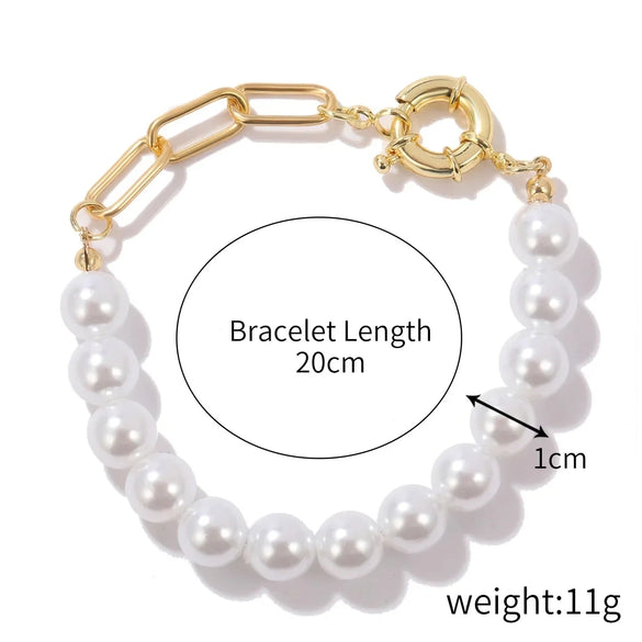 Women's Electroplated Alloy Multilayer Pearl Irregular Geometry Bracelet