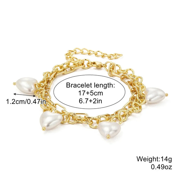 Women's Electroplated Alloy Multilayer Pearl Irregular Geometry Bracelet