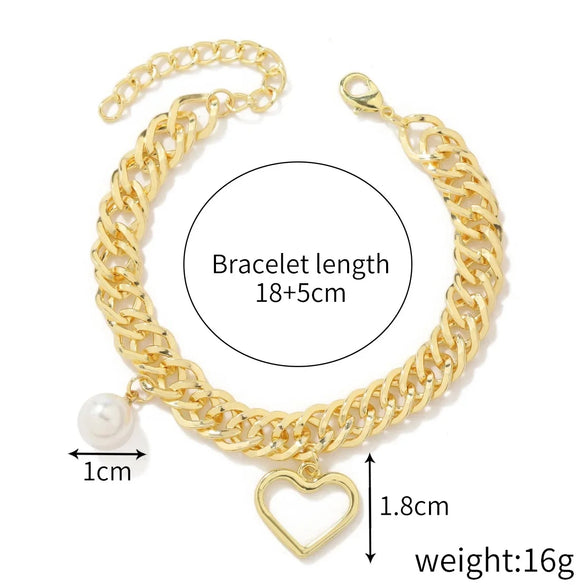Women's Electroplated Alloy Multilayer Pearl Irregular Geometry Bracelet