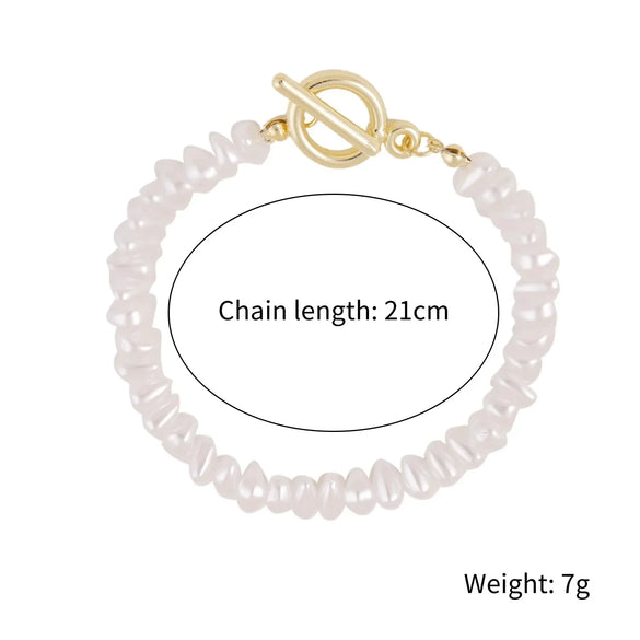 Women's Electroplated Alloy Multilayer Pearl Irregular Geometry Bracelet