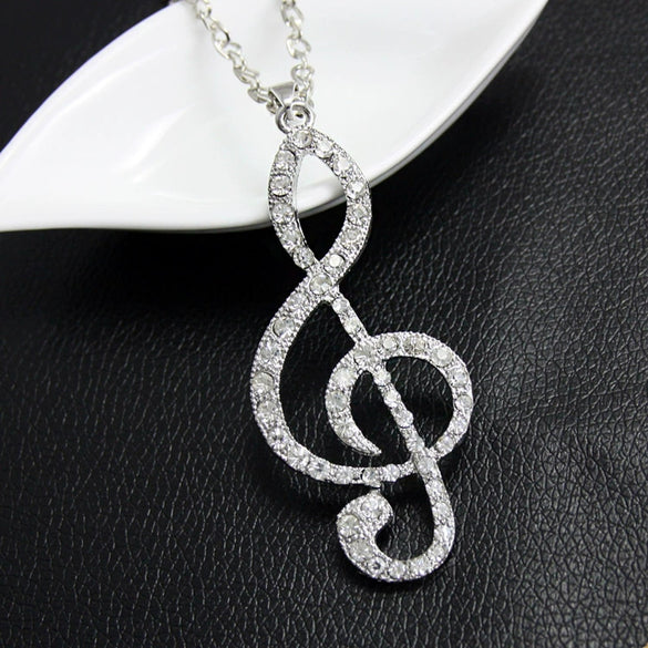 Women's Electroplated Alloy Note Pendant Necklace With Iron Chain Bridal Party Sweater Chain Jewelry