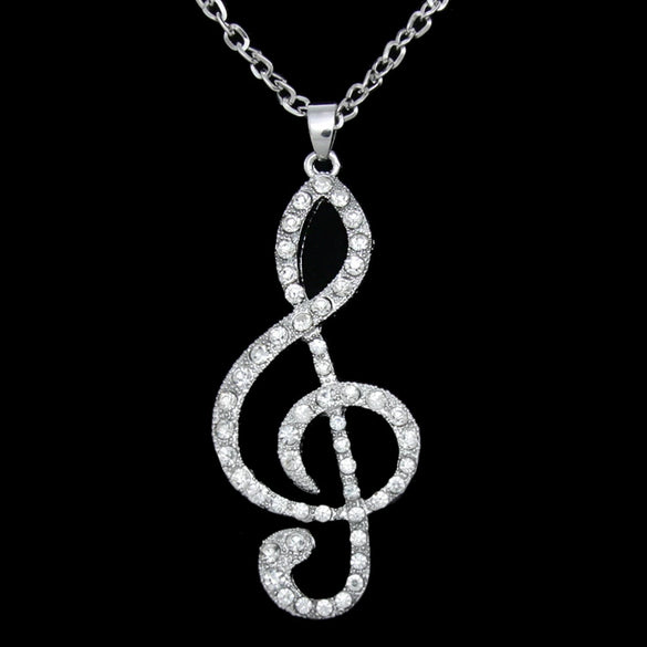 Women's Electroplated Alloy Note Pendant Necklace With Iron Chain Bridal Party Sweater Chain Jewelry