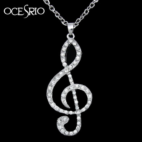 Women's Electroplated Alloy Note Pendant Necklace With Iron Chain Bridal Party Sweater Chain Jewelry