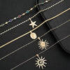 Women's Electroplated Alloy Yshaped Long Layered Necklace With Colorful Diamond Rose Starfish And Geometric Charms