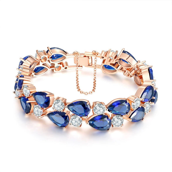 Women's Electroplated Copper Bracelet With Crystal And Colorful Zircon Drop Shape Floral Fashion Jewelry