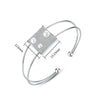 Women's Electroplated Copper Bracelet With Microinlaid Zircon And Pearl Accents Double Circle Open Cuff Jewelry Wholesale