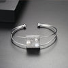 Women's Electroplated Copper Bracelet With Microinlaid Zircon And Pearl Accents Double Circle Open Cuff Jewelry Wholesale