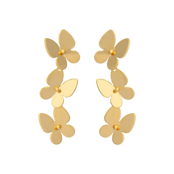 Women's Electroplated Copper Butterfly Earrings With Stainless Steel Ear Needles Retro Animalinspired Insect Design Jewelry