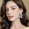 Women's Electroplated Copper Butterfly Flower Earrings With Steel Ear Needles And Sparkling High End Animal Inspired Style