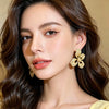 Women's Electroplated Copper Butterfly Flower Earrings With Steel Ear Needles And Sparkling High End Animal Inspired Style