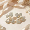 Women's Electroplated Copper Butterfly Flower Earrings With Steel Ear Needles And Sparkling High End Animal Inspired Style
