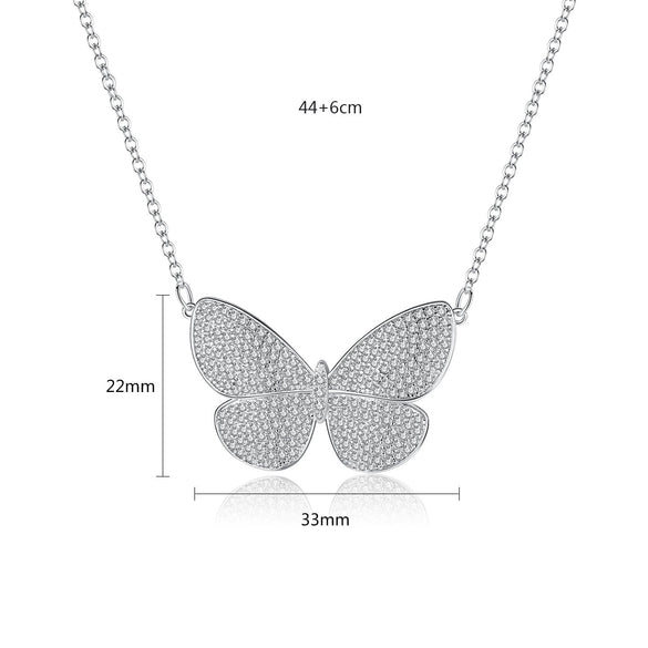 Women's Electroplated Copper Butterfly Pendant Necklace With Zircon Inlay And Ochain Elegant Insectinspired Jewelry
