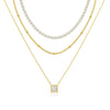 Women's Electroplated Copper Choker Necklace With Geometric Round And Square Zircon Pendant Versatile Fashion Jewelry Gift