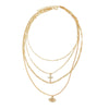 Women's Electroplated Copper Cross Pendant Necklace With Rhinestones And Geometric Multilayer Flat Chain Collar Necklace