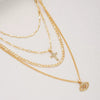 Women's Electroplated Copper Cross Pendant Necklace With Rhinestones And Geometric Multilayer Flat Chain Collar Necklace