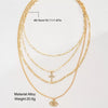 Women's Electroplated Copper Cross Pendant Necklace With Rhinestones And Geometric Multilayer Flat Chain Collar Necklace