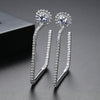 Women's Electroplated Copper Earrings With Microinlaid Zircon Geometric Flower Design Square Statement Fashion Jewelry